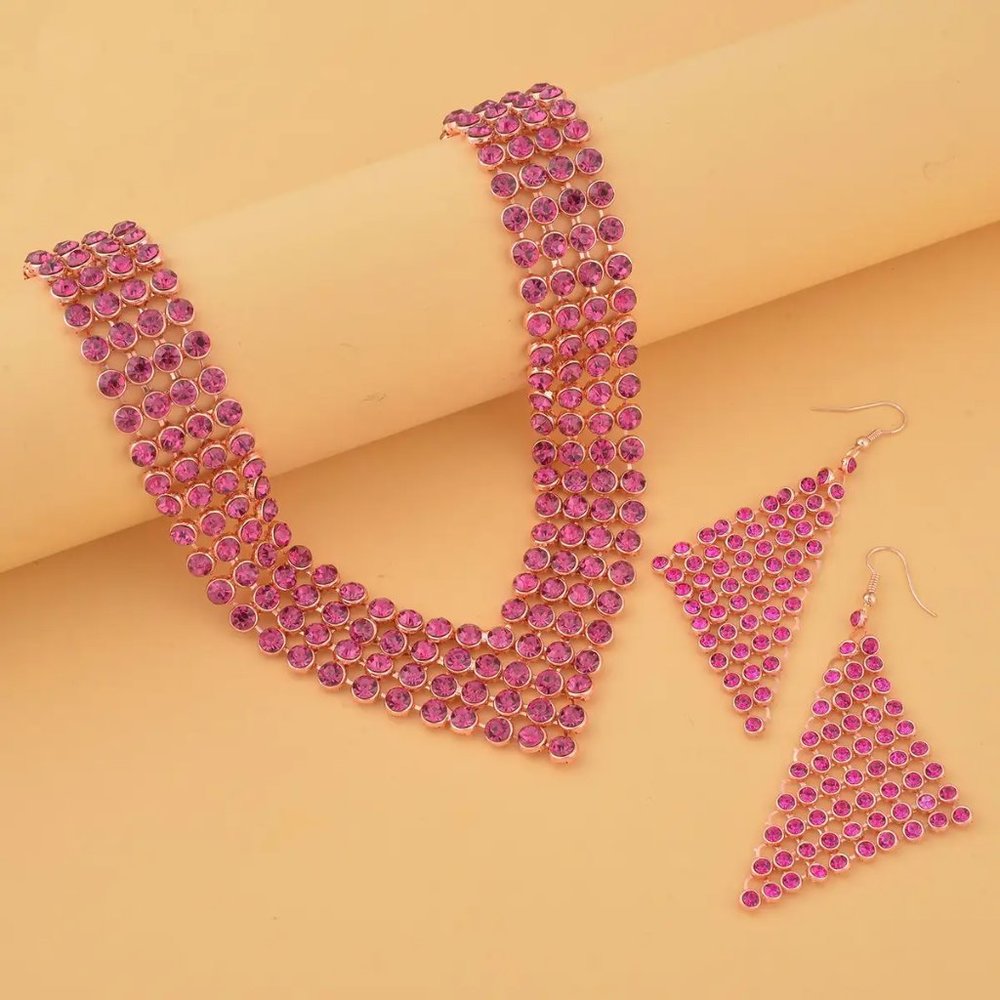 Nib Fuchsia Color Austrian Crystal Earrings And P… - image 2